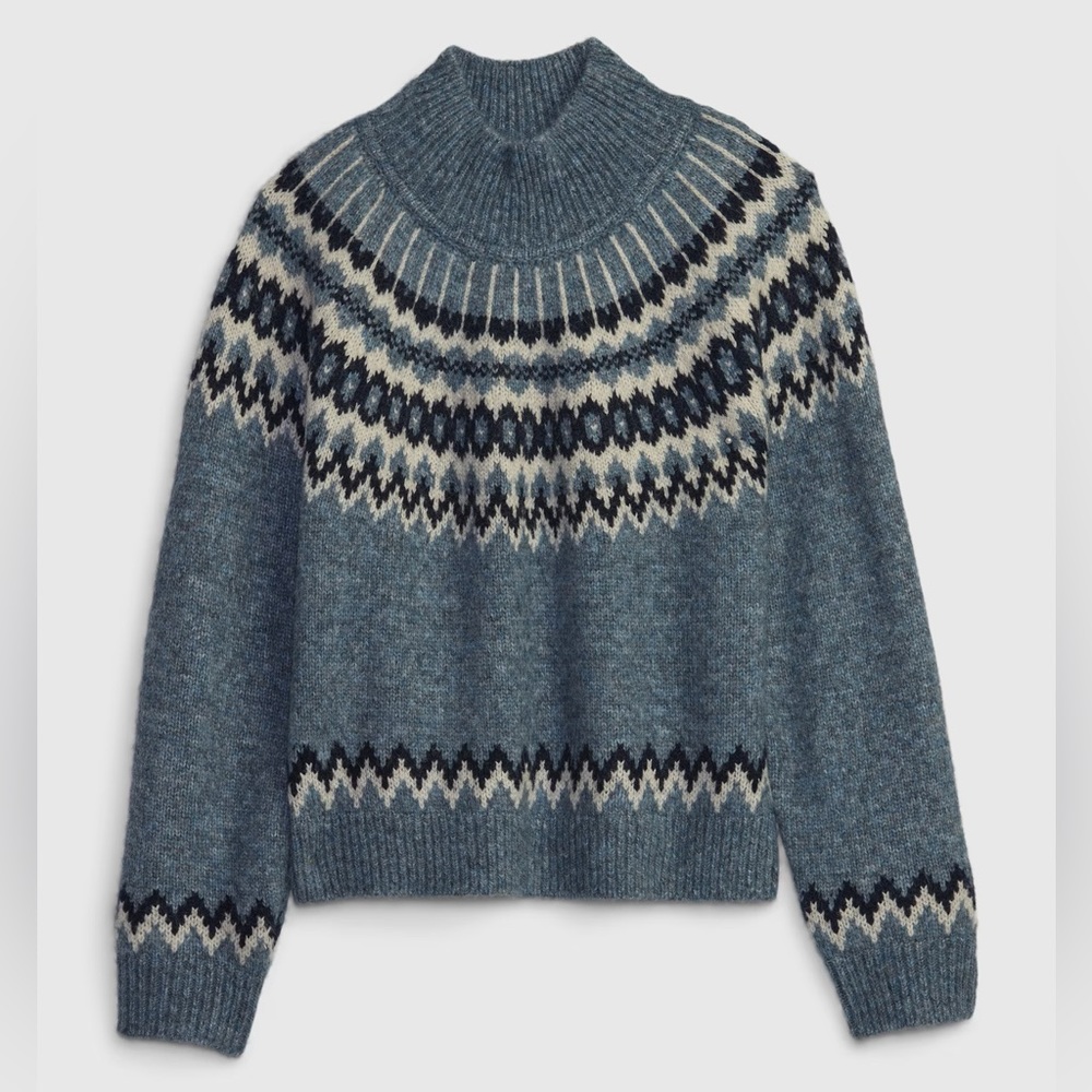 Fair Isle Mockneck Sweater (Sky Blue)